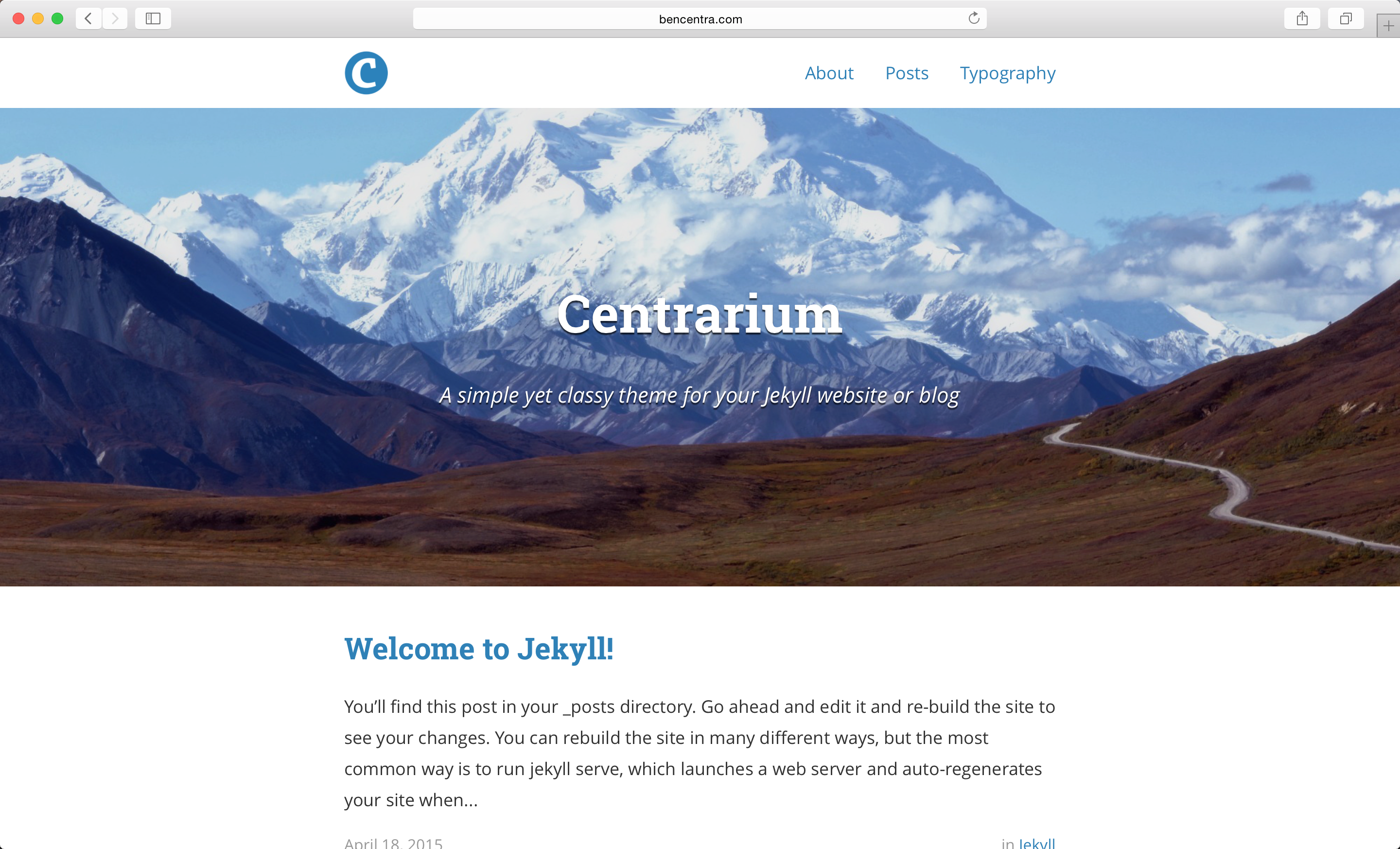 Centrarium: A simple yet classy Jekyll theme.